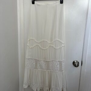 French white crochet skirt